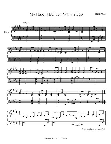 PIANO - My Hope is Built on Nothing Less (Piano Hymns Sheet Music PDF) Sheet Music | Hymnsify ...