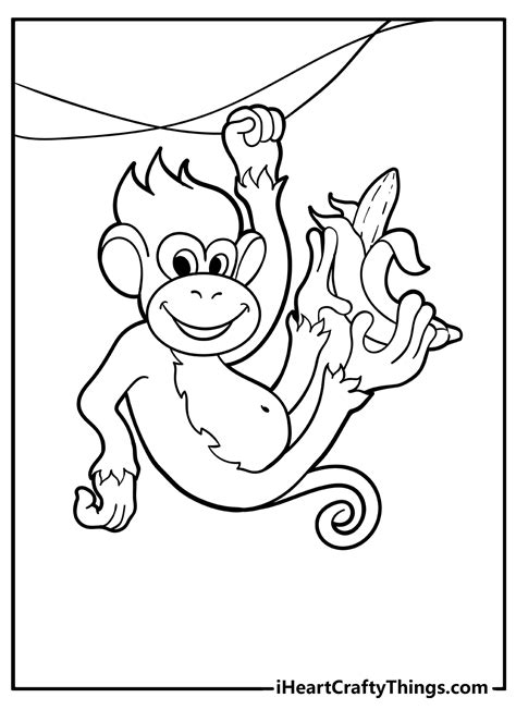 Cute Monkey Printable Coloring Pages