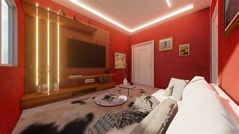 Small Space Living Room- Red Theme - To Near Me