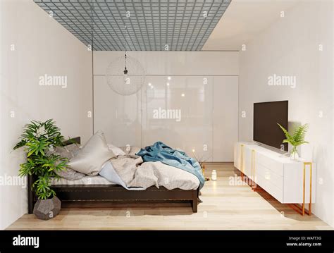 modern bedroom interior. 3d rendering design concept Stock Photo - Alamy