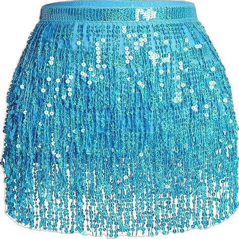 Sequin Skirt Sparkle Skirt Belly Dance Hip Scarf Halloween Costumes Rave Outfits for Women in ...