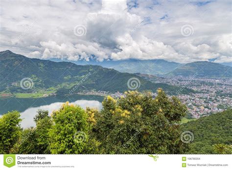 View of the Pokhara City and Phewa Lake, Nepal Stock Photo - Image of outdoor, anthropogenic ...