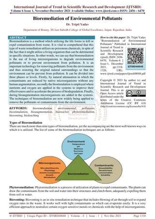 Bioremediation of Environmental Pollutants | PDF