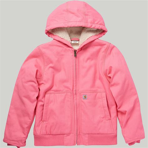 Womens Pink Carhartt Sherpa Lined Hooded Active Jacket