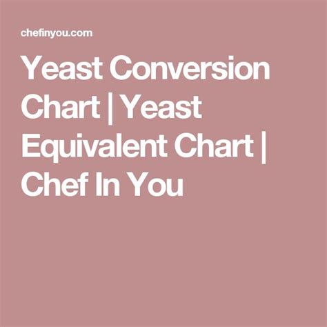 Yeast Conversion Chart | Yeast Equivalent Chart | Chef In You | Yeast, Conversion chart, Chart