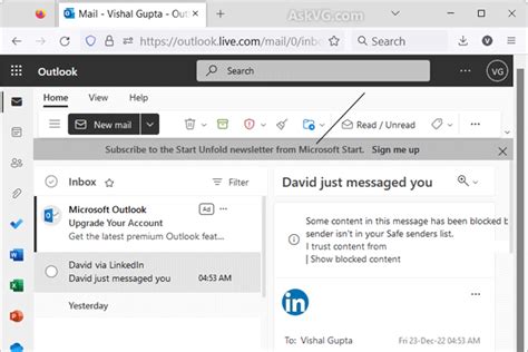 Microsoft Displaying “Microsoft Start Newsletter” Ad Banner on Outlook ...