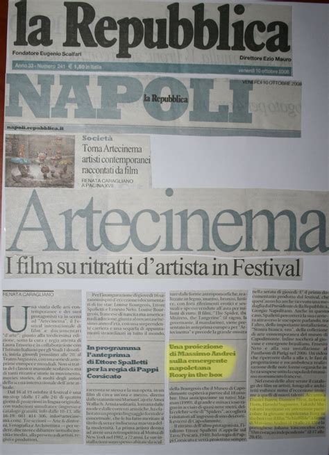 LA REPUBBLICA - Artecinema. I Film sui ritratti d'artista in Festival - Roxy in the box