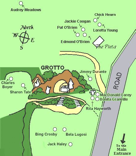 Map of the Grotto area at Holy Cross Cemetery