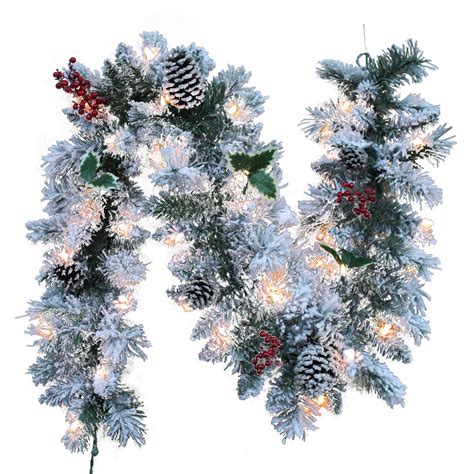 Trim A Home® Flocked Pre-Lit Christmas Garland with Clear Lights 6 ft.