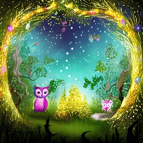 Enchanted Forest Night Scene Graphic · Creative Fabrica