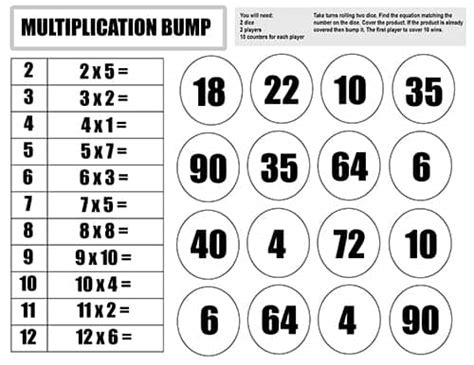 Maths Times Tables Games Printable | Cabinets Matttroy