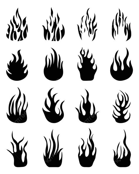 Silhouettes Of Fire Flames Wildfire Icon Symbols Silhouette Vector ...