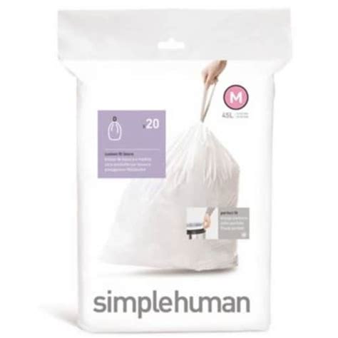 Simplehuman® Code M Custom-Fit Trash Can Liner - 20 pk - White, 45 L ...