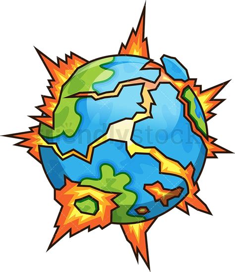 Exploding Earth Cartoon Vector Clipart - FriendlyStock