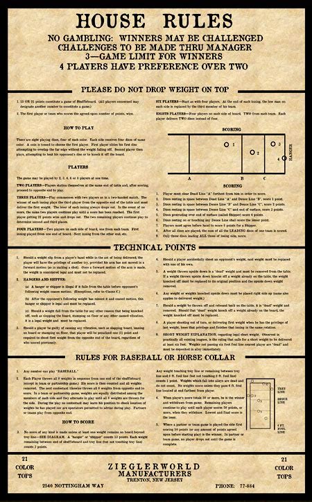 Table Shuffleboard Old Time Framed House Rules (With images) | Shuffleboard table, Shuffleboard ...