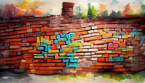 Premium AI Image | Old brick wall with graffiti