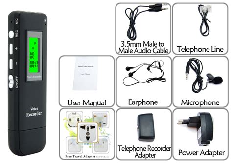 Digital Voice and Telephone Recorder - 4GB Memory, USB Drive, MP3 ...