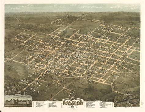 Bird's eye view of the city of Raleigh, North Carolina 1872. | Library of Congress