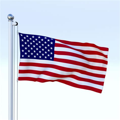 Animated US Flag 3D Model