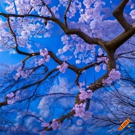 Blue cherry blossom tree
