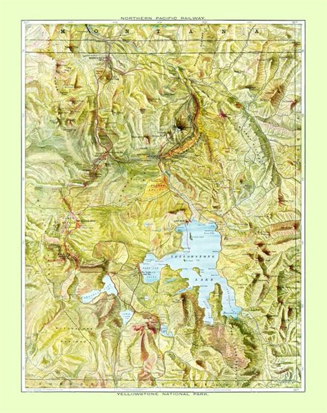 Yellowstone National Park Map from 1898 (Digitally Restored) : r ...