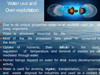 Uses and Exploitation of Water Conflicts Over Water- National and International | PPT