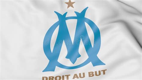 Close-up of Waving Flag with Olympique De Marseille Football Club Logo ...