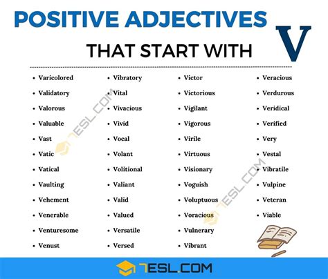 50 Positive Adjectives that Start with V | V Words to Describe Someone • 7ESL