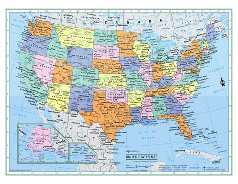 ÉTATS-UNIS Wall Map USA Poster en gros caractères - Etsy Canada