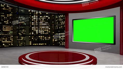 News TV Studio Set 56 Virtual Green Screen Background Loop Stock video footage | 6898103