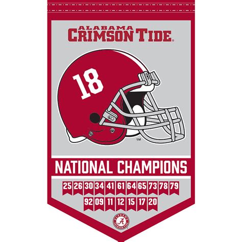 Alabama Crimson Tide 18 Time Football National Champions Banner - State ...