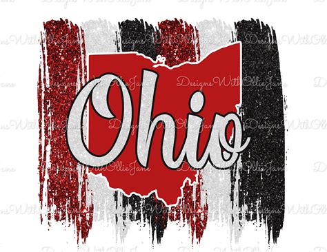 OHIO, Ohio State, Glitter, Scarlet, Gray, Black, Sublimation, PNG, Digital Download, Instant ...