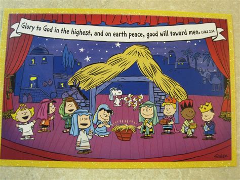 PEANUTS GANG SNOOPY CHRISTMAS HOLIDAY CARD NATIVITY SCENE RELIGIOUS GOD LOVES US | eBay