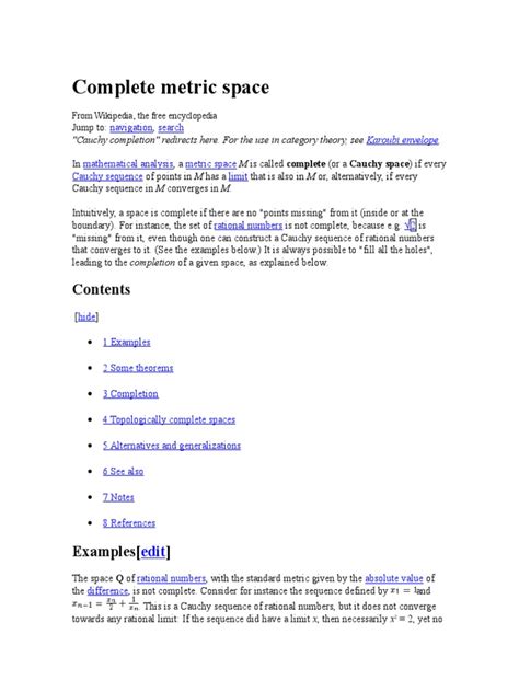 Math Complete Metric Space | Metric Space | Topology