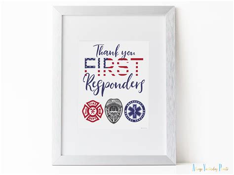 Thank You First Responders Printable Wall Art Police Officer | Etsy