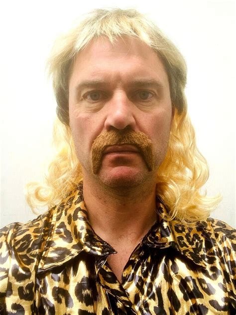 Joe Exotic Blond Mullet Wig & Brown Moustache Costume Accessory Tiger ...