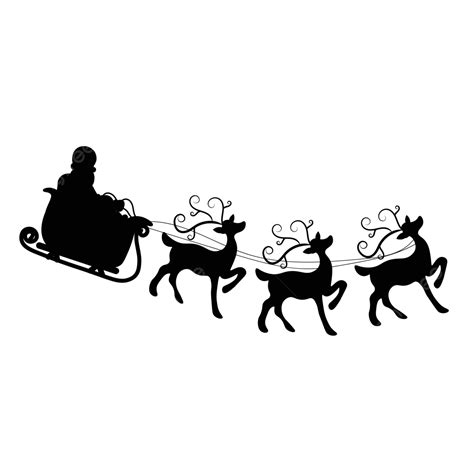 Silhouette Christmas Decoration Santa Claus Riding Sleigh Transparent Background, Christmas ...