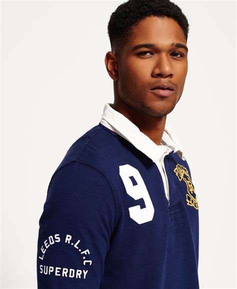 Men's - Leeds Rhinos Rugby Shirt in Washed Navy | Superdry UK