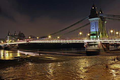 Hammersmith Bridge In London At Night by Richard Gunn