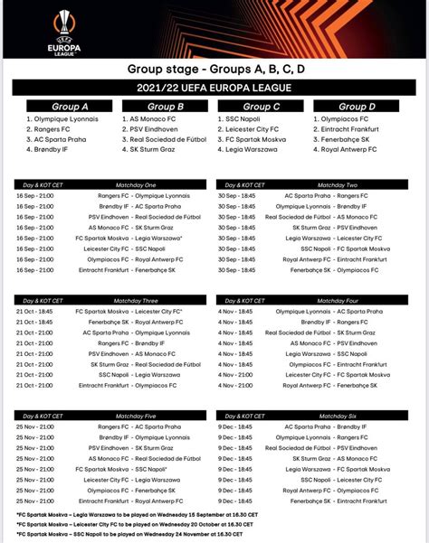 Europa Conference League Fixtures - ARVUOI