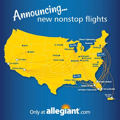 Allegiant today announces 28 new routes and service from three new U.S. cities marking the ...