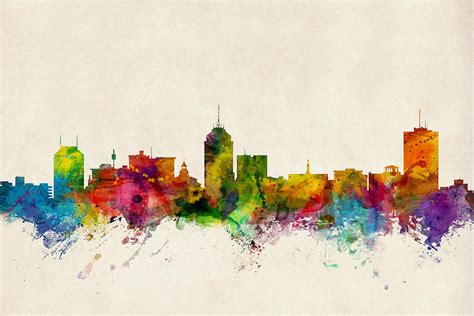 Fresno California Skyline Digital Art by Michael Tompsett - Fine Art ...