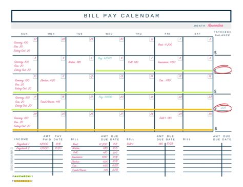 2020 Bill Budget Calendar Template | Calendar Template Printable