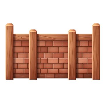 Brick And Wood Fence Vector Illustration Isolated On White Background, Fence, Brick, Wooden PNG ...