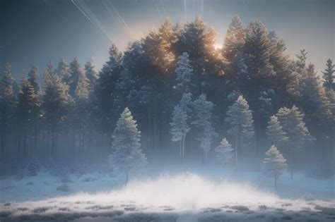 Premium AI Image | A beautiful field with tall amazing pine trees