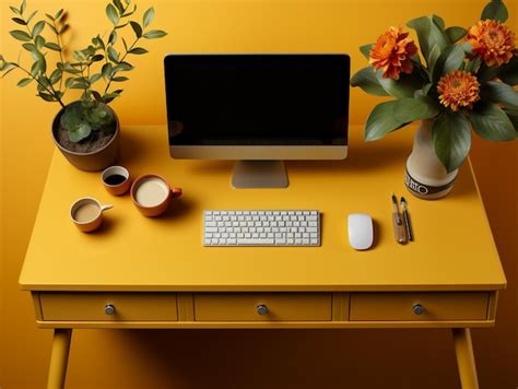 Premium AI Image | Office desk background photo