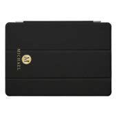 Luxury Black and Gold Personalized Monogram iPad Pro Cover | Zazzle