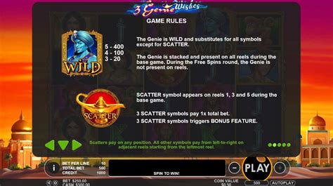 3 Genie Wishes Slot > Play for Free > Review & Real Money Bonus