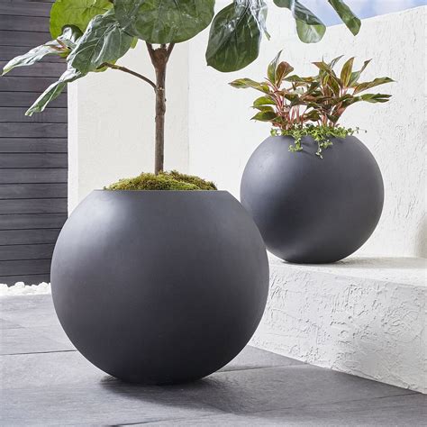 Dark Gray Outdoor Sphere Planters | The Green Head