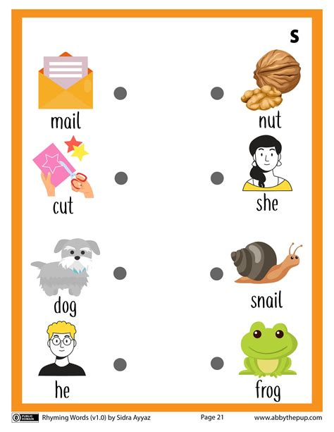 Match the Rhyming Words worksheet | Free Printable Puzzle Games